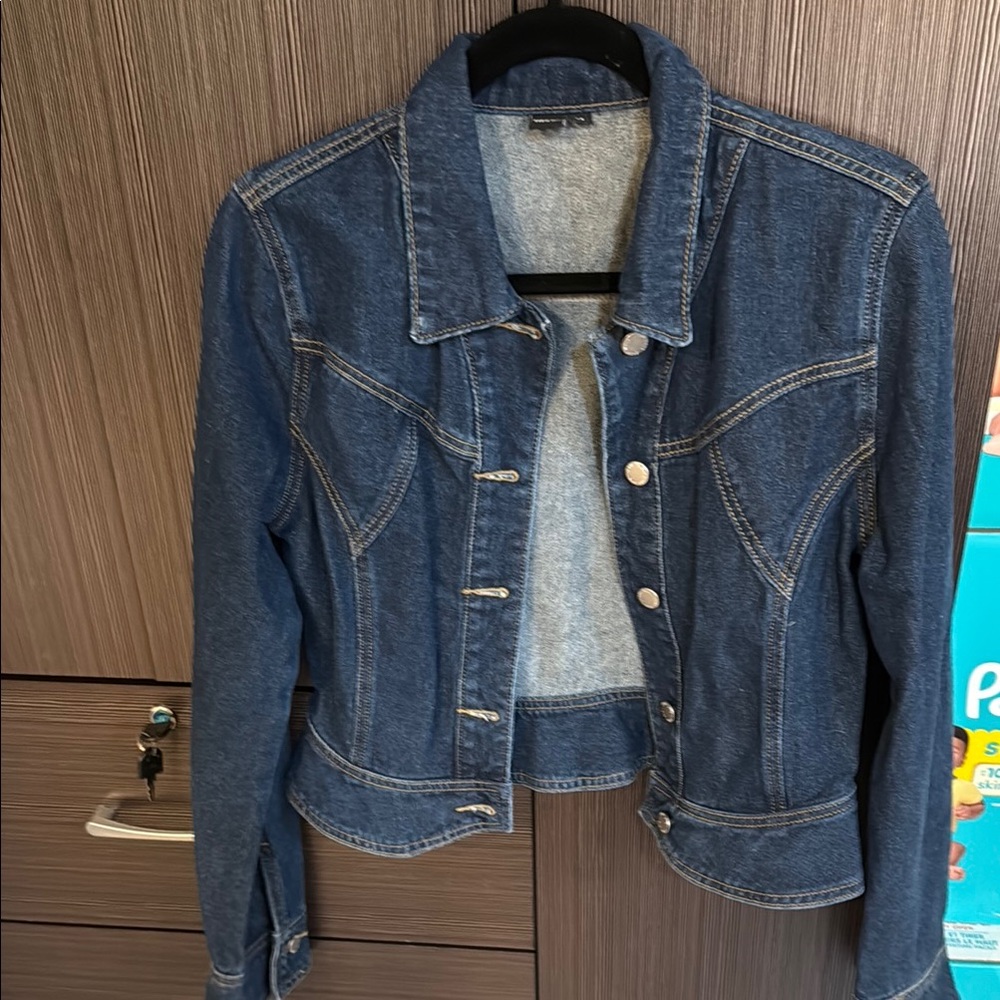 SHEIN Blue Jean Jacket Cropped Denim Essential